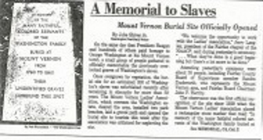 Slave Cemetery at Mount Vernon